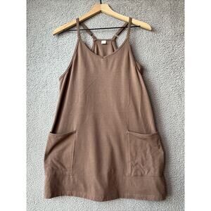 Brown Sleeveless Mini Dress with built in bodysuit with shorts